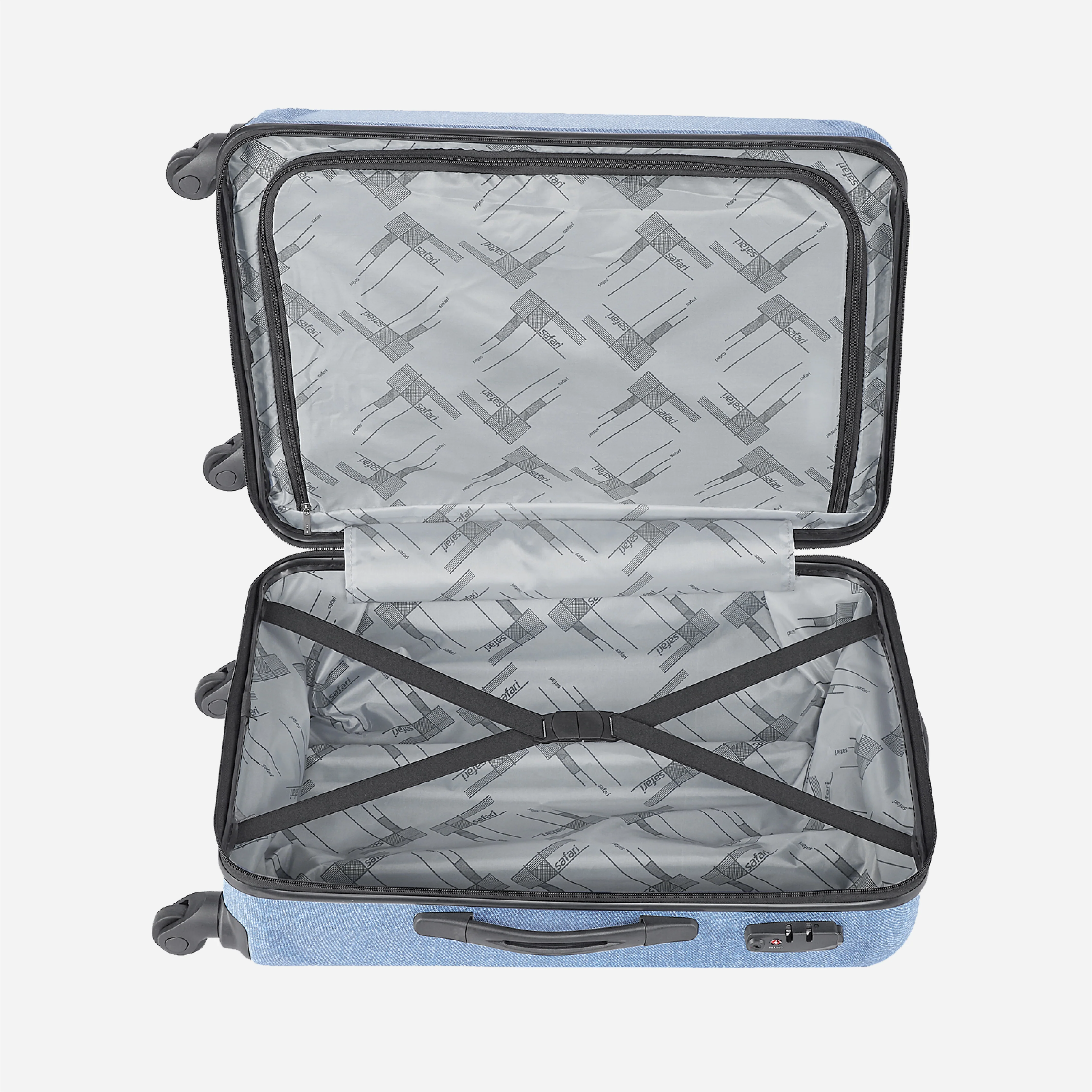 Safari Denim Pro Blue Trolley Bag with Dual Wheels - Image 25